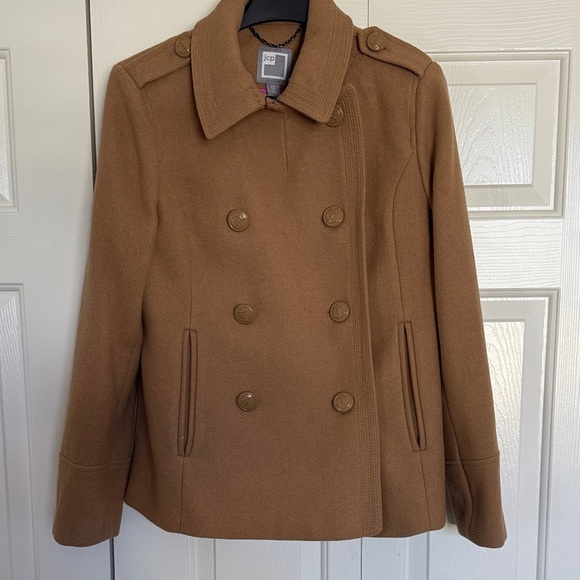 jcpenney Jackets & Blazers - JCPenney Women's Camel Double-Breasted Peacoat